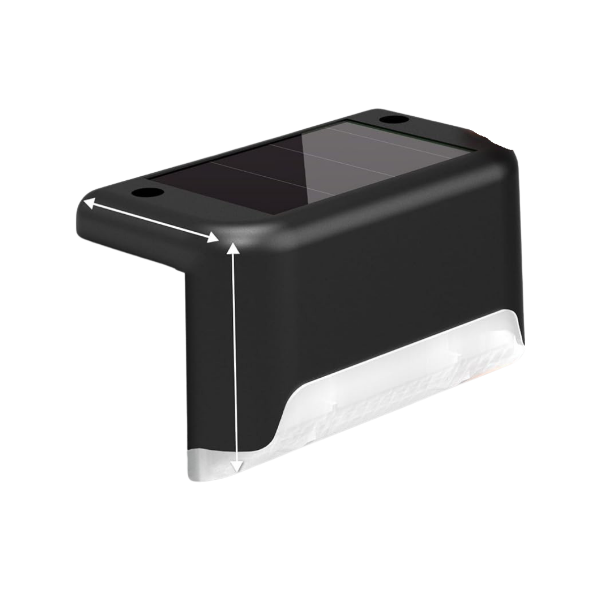 Black solar-powered outdoor light fixture on a white background