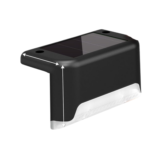 Black solar-powered outdoor light fixture on a white background