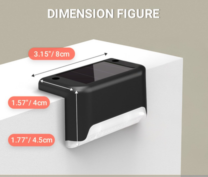 Black solar light with dimensions labeled on a white background
